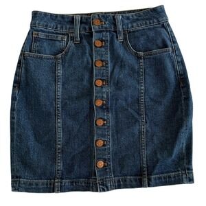 Madewell Dark Blue Denim Button-Front Mini Skirt size 26